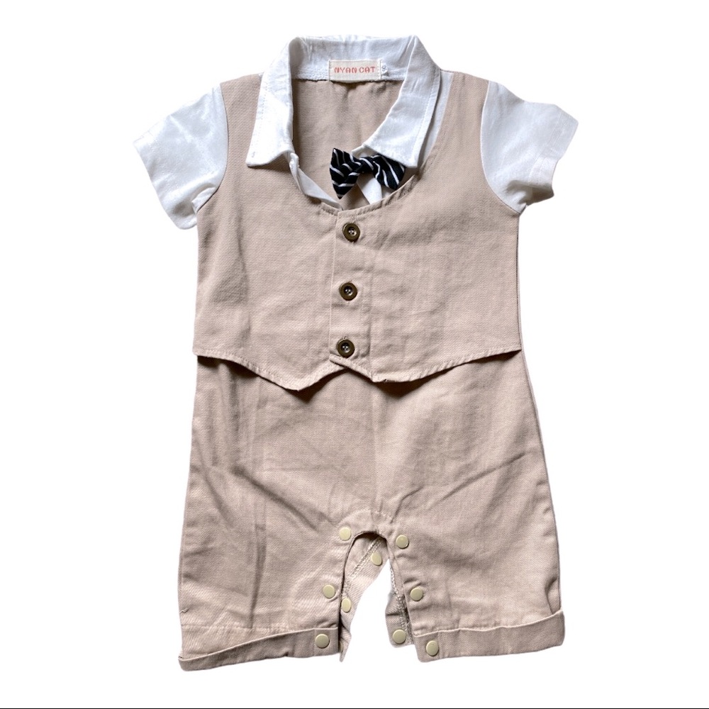 Nyan Cat Baby Boy Bowknot Romper Jumpsuit Outfit
